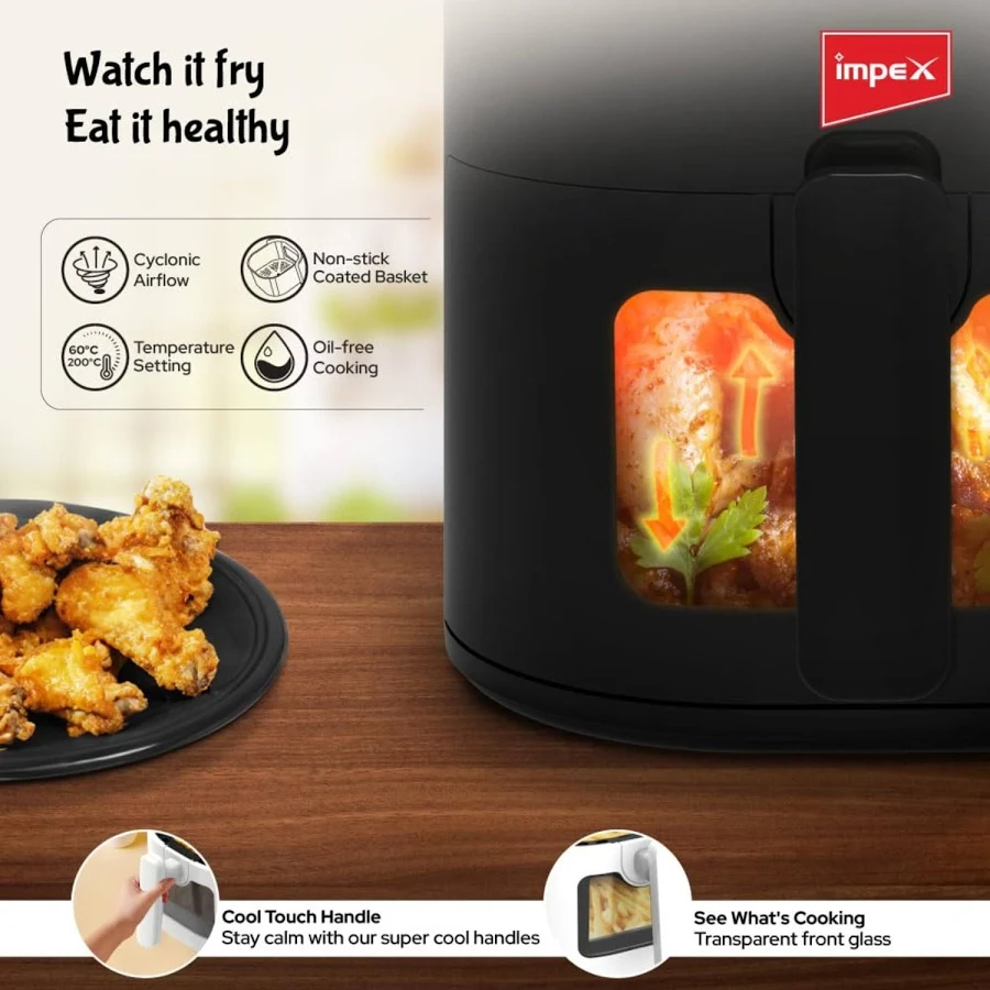 Impex Smart Fry Air Fryer 4.5 L - Black - Detail View